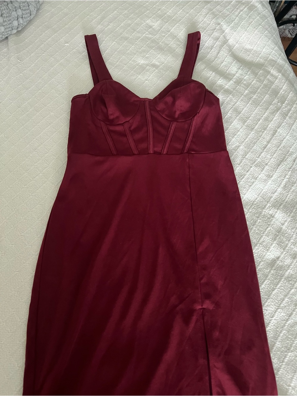 Cider Burgundy Bustier Midi Dress